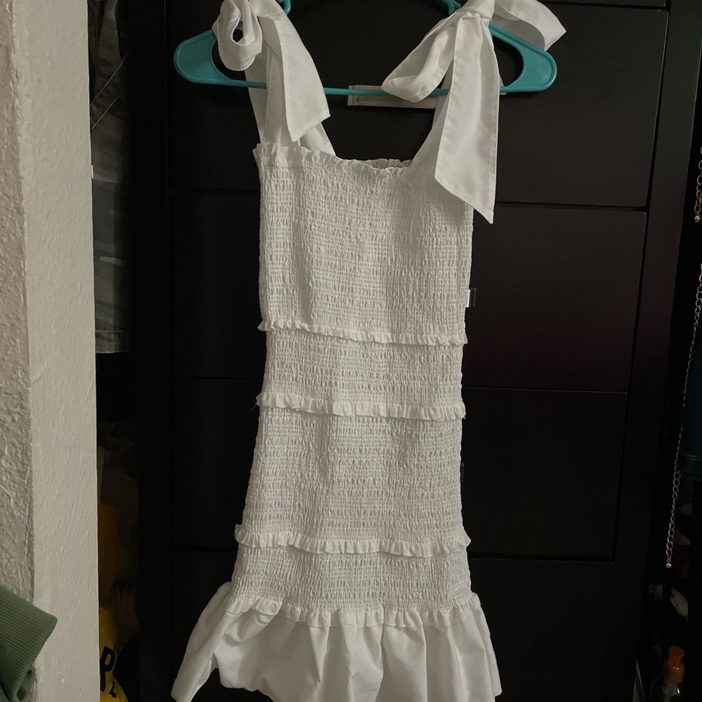White ribbed mini skirt